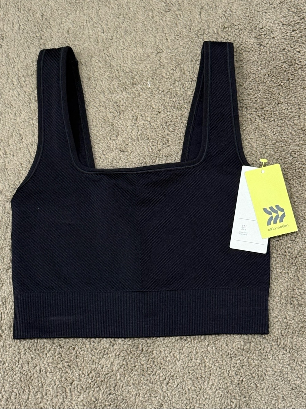 All in Motion | Seamless Square-Neck Workout Top - Black